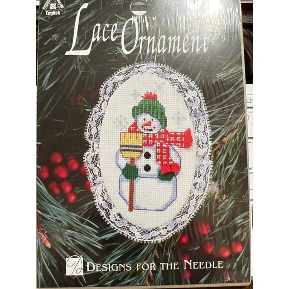 NWT Designs for the Needle Christmas Snowman Lace Ornament